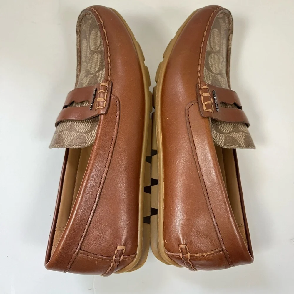 Coach Men's Brown Signature Driver Loafer Shoes 7D
